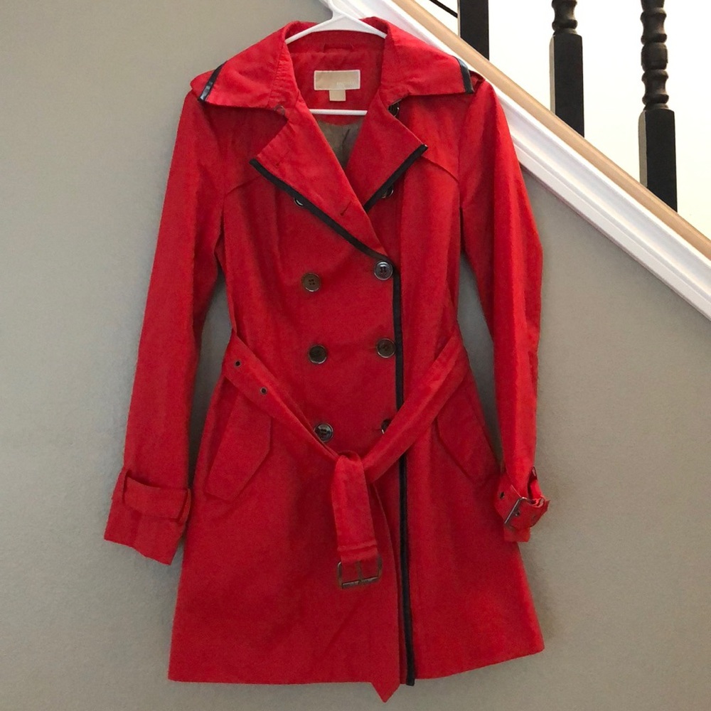 Red Michael Kors Trench Coat